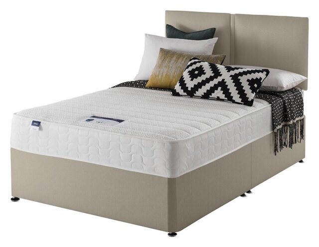 Silentnight Hatfield Small Double Memory Divan Bed - Sand - image 1