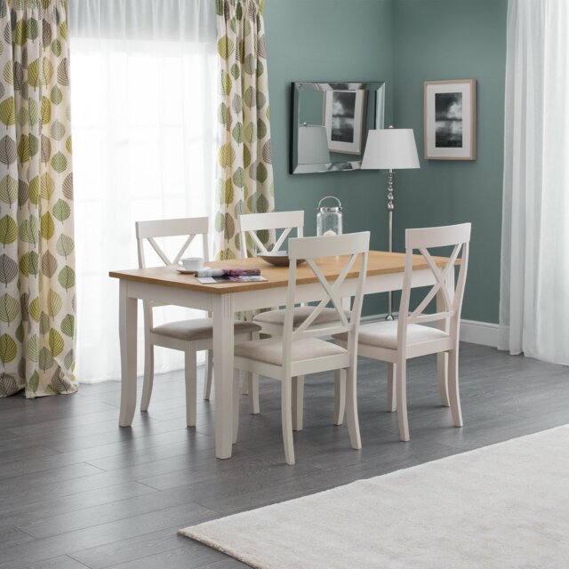 Julian Bowen Davenport 4 Seater Dining Table - Ivory & Oak - image 1