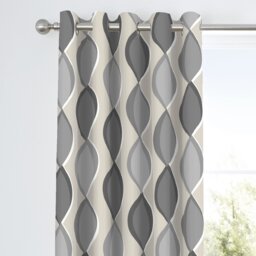 Fusion Lennox Ogee Eyelet Curtains - Grey - 168x229cm - thumbnail 2