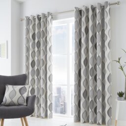 Fusion Lennox Ogee Eyelet Curtains - Grey - 168x229cm - thumbnail 1