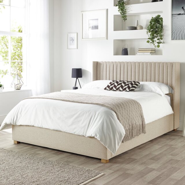 CL Soho Twill Double Ottoman Bedframe - Natural - image 1