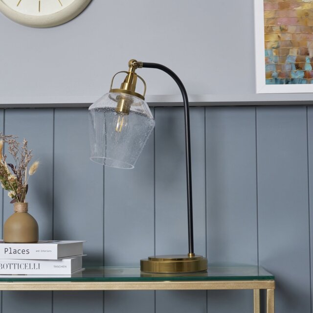 BHS Leni Bubble Glass Table Lamp - Brass & Black - image 1