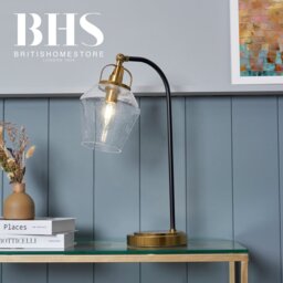 BHS Leni Bubble Glass Table Lamp - Brass & Black - thumbnail 2
