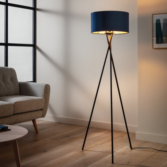 Habitat Navy Velvet Easy Fit Lampshade - 40cm - image 1