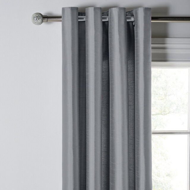 Habitat Faux Silk Eyelet Curtains - Dove Grey - 168x183cm - image 1