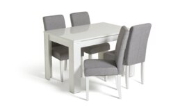 Argos Home Miami Extend White Dining Table & 4 Grey Chairs - thumbnail 1