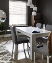 Argos Home Miami Extend White Dining Table & 4 Grey Chairs - thumbnail 2