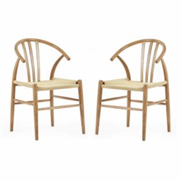 Julian Bowen Symi Pair of Dining Chairs - Natural Wood - thumbnail 2