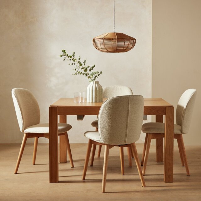Habitat Drio Extending Oak Dining Table & 4 Cream Chairs - image 1