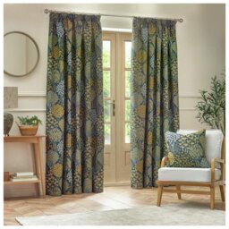 Wylder Ophelia Pencil Pleat Curtains - Blue - 229x137cm