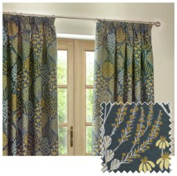 Wylder Ophelia Pencil Pleat Curtains - Blue - 229x137cm - thumbnail 2