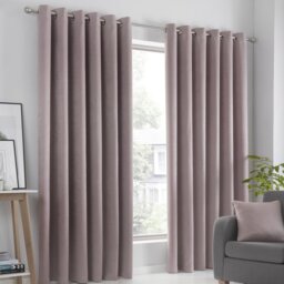 Fusion Strata Dim Out Eyelet Curtains - Blush Pink-168x183cm