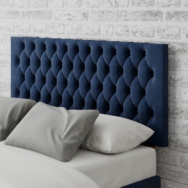 Aspire Monroe Velvet Superking Headboard - Navy - image 1