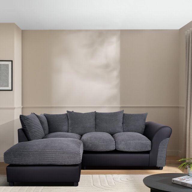 Argos Home Harry Small Left Hand Cord Corner Sofa -Charcoal - image 1
