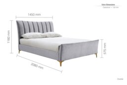Birlea Clover Double Velvet Bed Frame - Grey - thumbnail 2