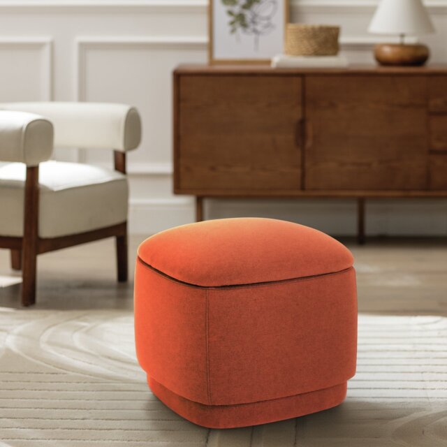 Habitat Polly Fabric Storage Footstool - Rust - image 1