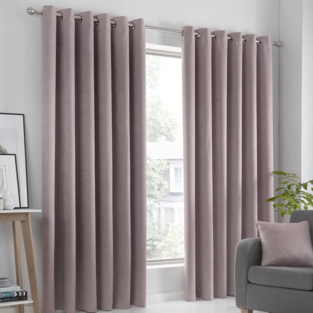 Fusion Strata Dim-out Eyelet Curtains - Blush Pink - 117x183cm - image 1