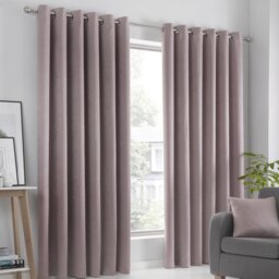 Fusion Strata Dim-out Eyelet Curtains - Blush Pink - 117x183cm - thumbnail 1