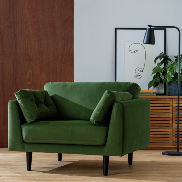 Habitat Kleo Fabric Cuddle Chair - Forest Green - image 1