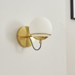 BHS Gustav Glass Round Wall Lamp - Gold - thumbnail 1