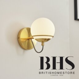 BHS Gustav Glass Round Wall Lamp - Gold - thumbnail 2