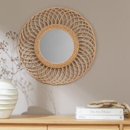 Habitat Rattan Round Wall Mirror - 55x55cm - thumbnail 1