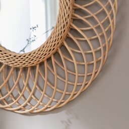 Habitat Rattan Round Wall Mirror - 55x55cm - thumbnail 2