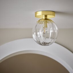 Argos Home Metal Bathroom Flush Ceiling Light - Brushed Brass - thumbnail 2