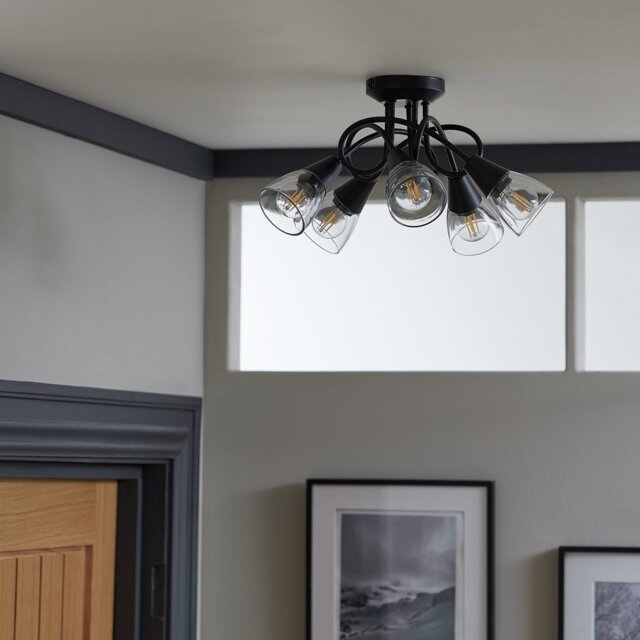 Argos Home Curico Metal 5 Light Flush Ceiling Light- Black - image 1