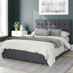 Aspire Sinatra Velvet Double Ottoman Bedframe - Steel - thumbnail 1