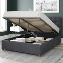 Aspire Sinatra Velvet Double Ottoman Bedframe - Steel - thumbnail 2