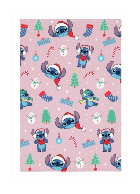 Disney Stitch Christmas Fleece Throw - Pink - 150x100cm - image 1