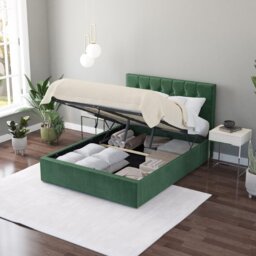 Aspire Olivier Kingsize Velvet End Lift Ottoman Bed - Green - thumbnail 2