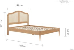 Birlea Leonie Double Rattan Bed Frame - Oak - thumbnail 2