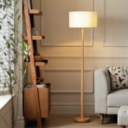 Habitat Tapered Wood Floor Lamp - Walnut & Natural - thumbnail 1