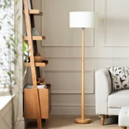Habitat Tapered Wood Floor Lamp - Walnut & Natural - thumbnail 2
