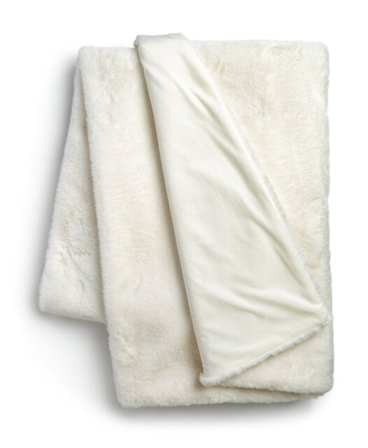 Habitat Faux Fur Plain Throw - Cream - 125x150cm - image 1