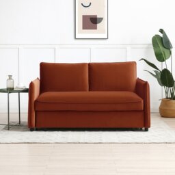Kyoto Ruben Velvet 2 Seater Sofa Bed - Orange - thumbnail 2