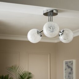 Argos Home White Confetti Metal&Glass Flush Ceiling Light-White - thumbnail 1
