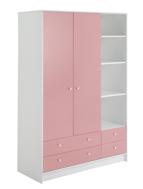 Argos Home Kids Malibu  2 Door 4 Drawer Wardrobe - Pink - image 1