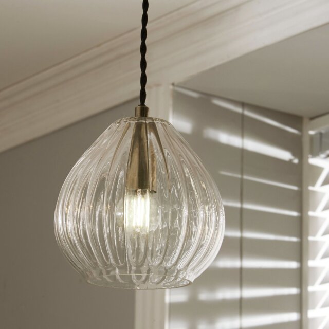 Pacific Ella Glass Teardrop Pendant Light - Brass - image 1