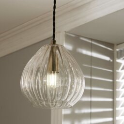 Pacific Ella Glass Teardrop Pendant Light - Brass - thumbnail 1