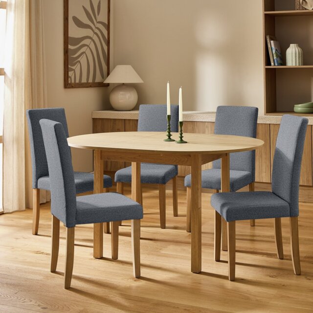 Argos Home Sendi Extending Oval Dining Table & 4 Grey Chairs - image 1