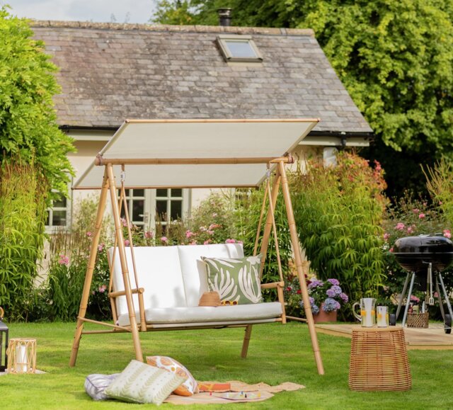 Argos Home Seater Metal Garden Swing Chair Natural by Argos