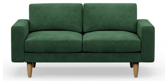 Hutch Velvet Block Arm 2 Seater Sofa - Sage Green - image 1