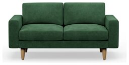 Hutch Velvet Block Arm 2 Seater Sofa - Sage Green - thumbnail 1