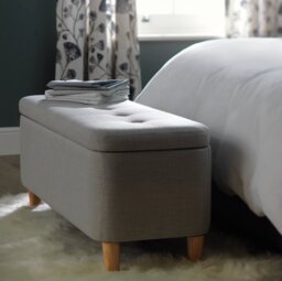 Habitat Aspen Fabric Storage Ottoman - Light Grey - thumbnail 2