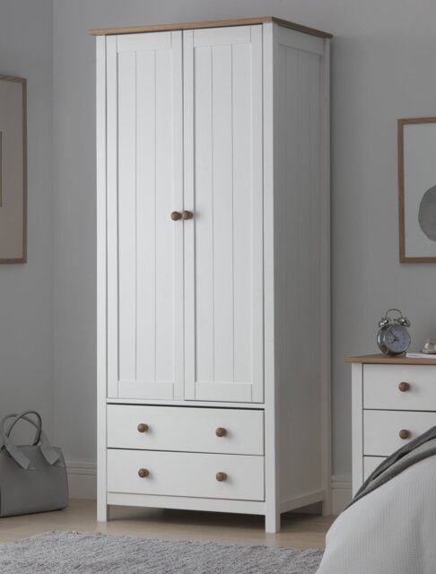 Argos Home Scandinavia 2 Door 2 Drawer Wardrobe-Pine & White - image 1