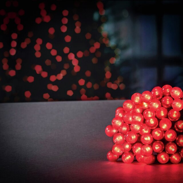 Premier Decorations 100 Red LED Christmas Pearl Berry Lights - image 1