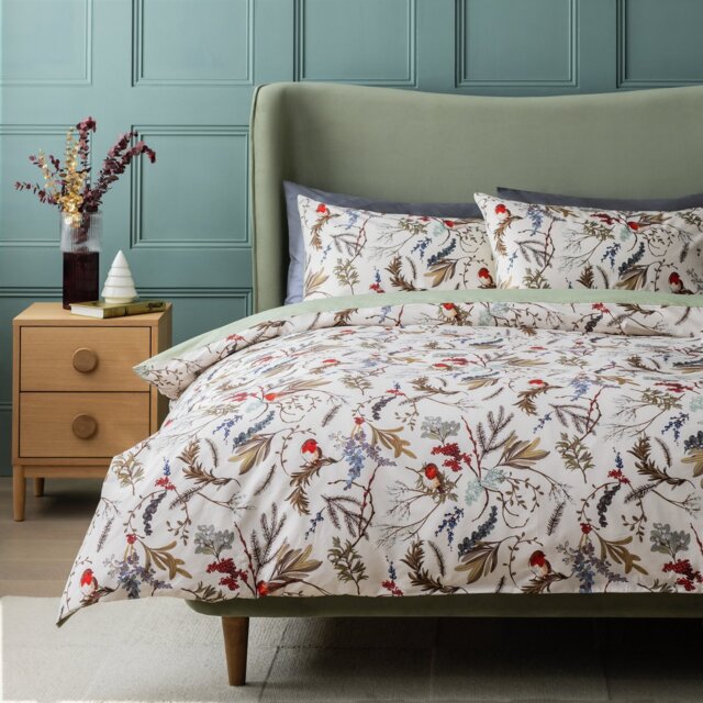 Argos Home Cotton Robin Foliage Bedding Set - Superking - image 1